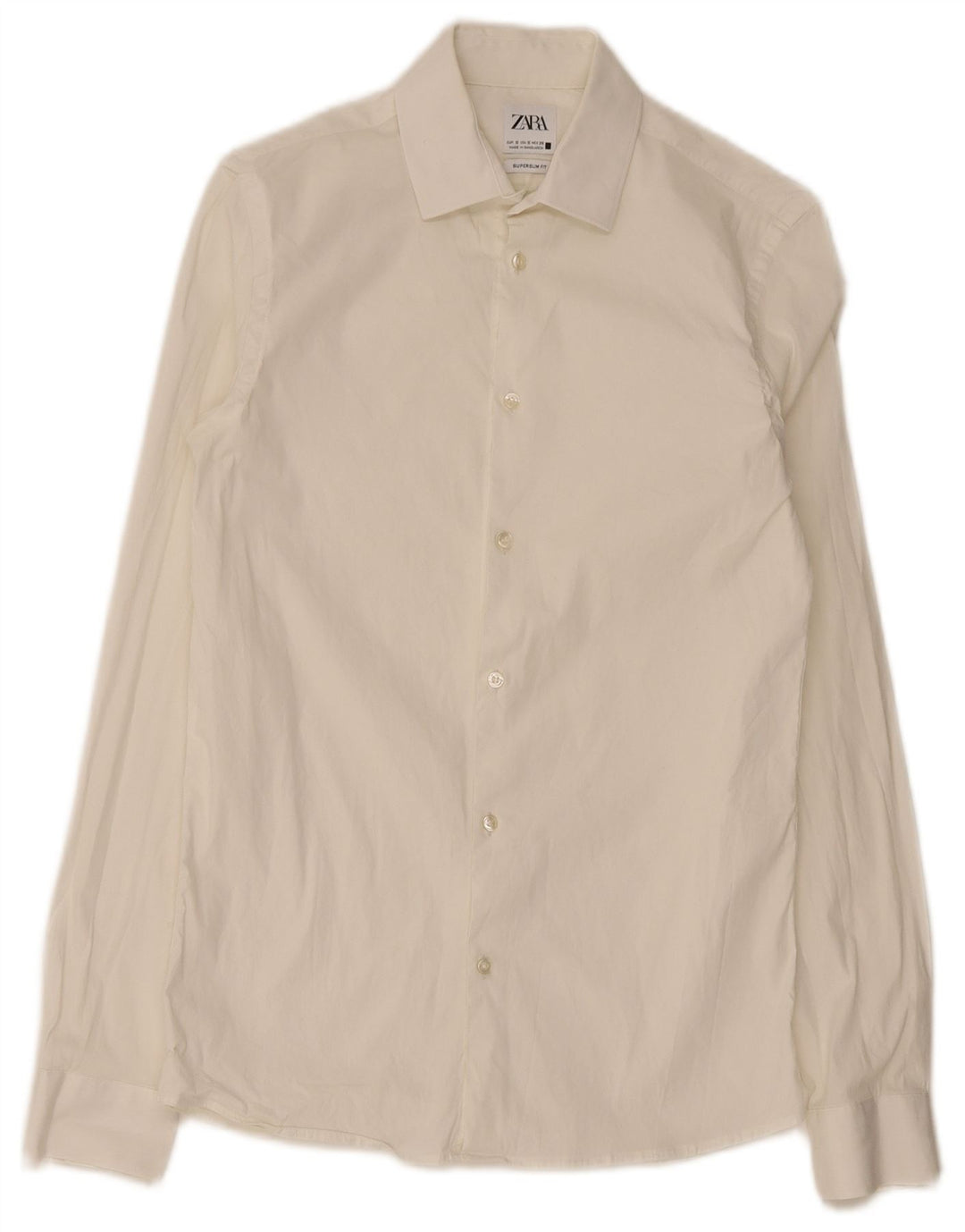 Camisa masculina Zara Super Slim Fit pequena branca
