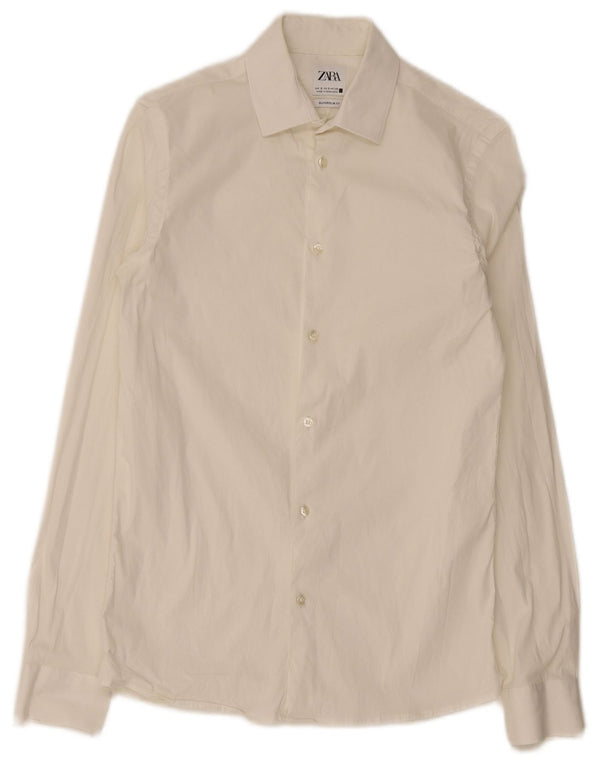 Camisa masculina Zara Super Slim Fit pequena branca