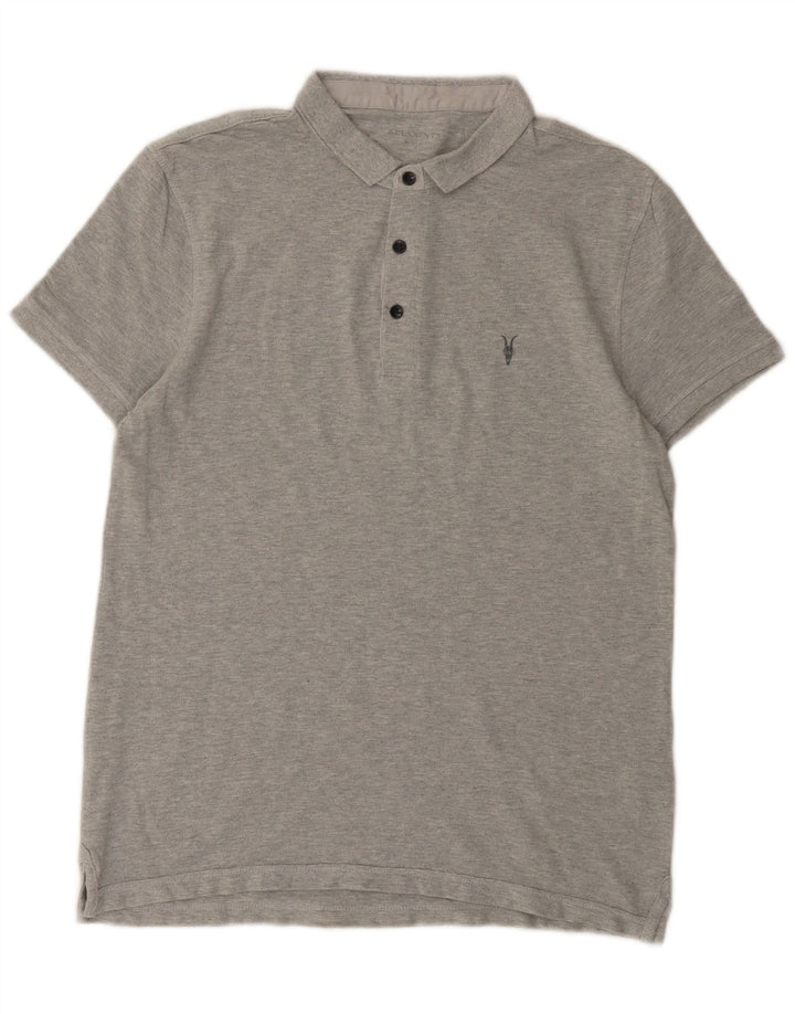 Camisa polo masculina All Saints algodão cinza médio