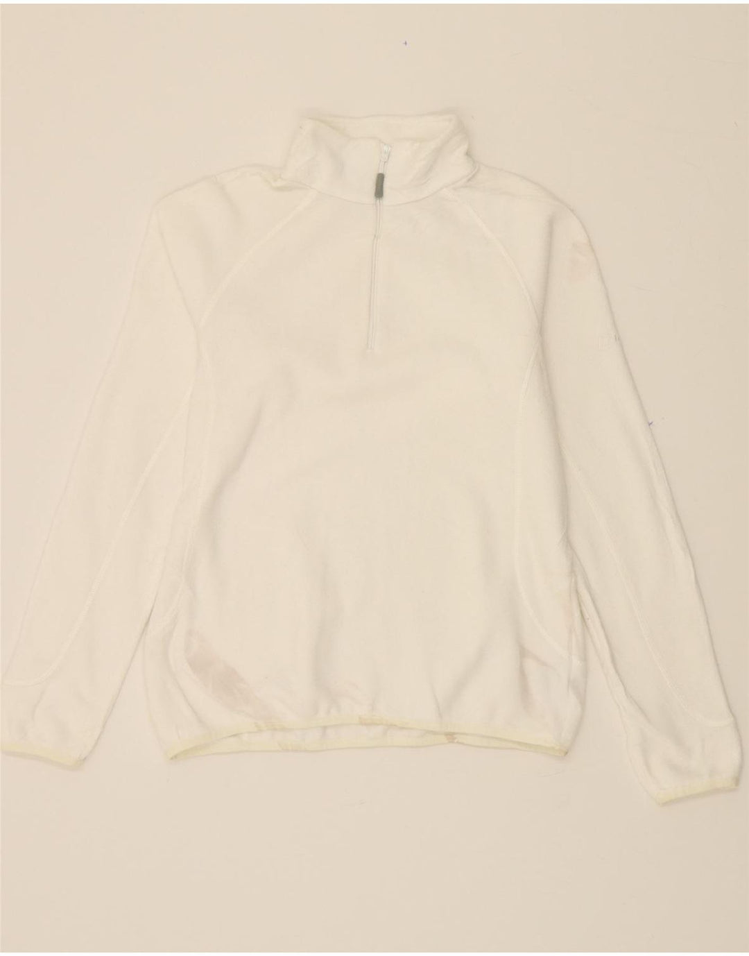 Suéter feminino de lã com zíper e gola BERGHAUS Reino Unido 14 grande poliéster branco