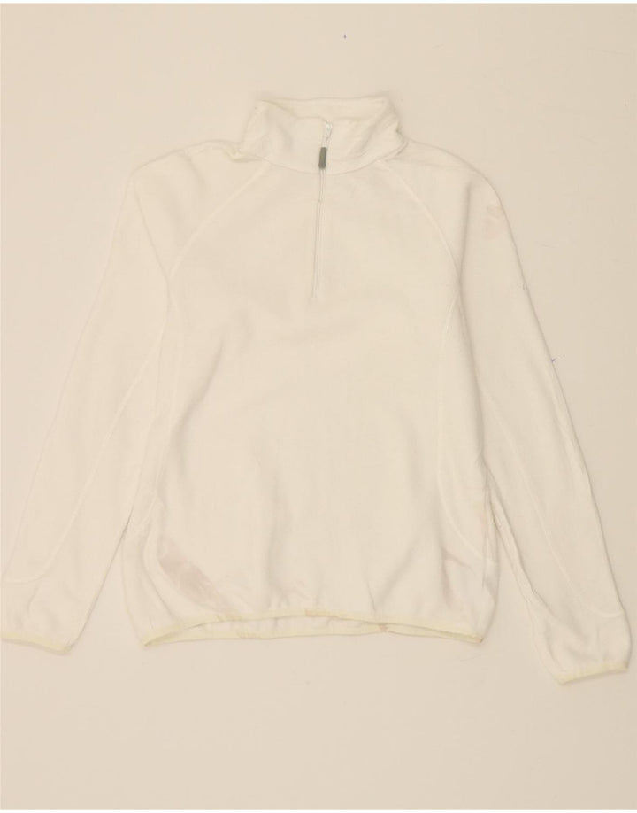 Suéter feminino de lã com zíper e gola BERGHAUS Reino Unido 14 grande poliéster branco