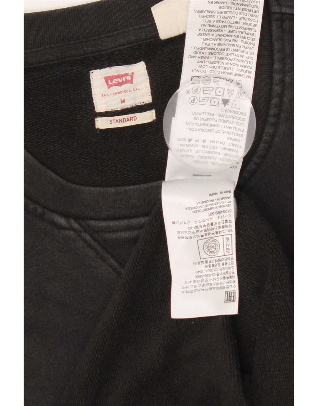 Levi's Mens Standard Fit Moletom Jumper Médio Algodão Preto