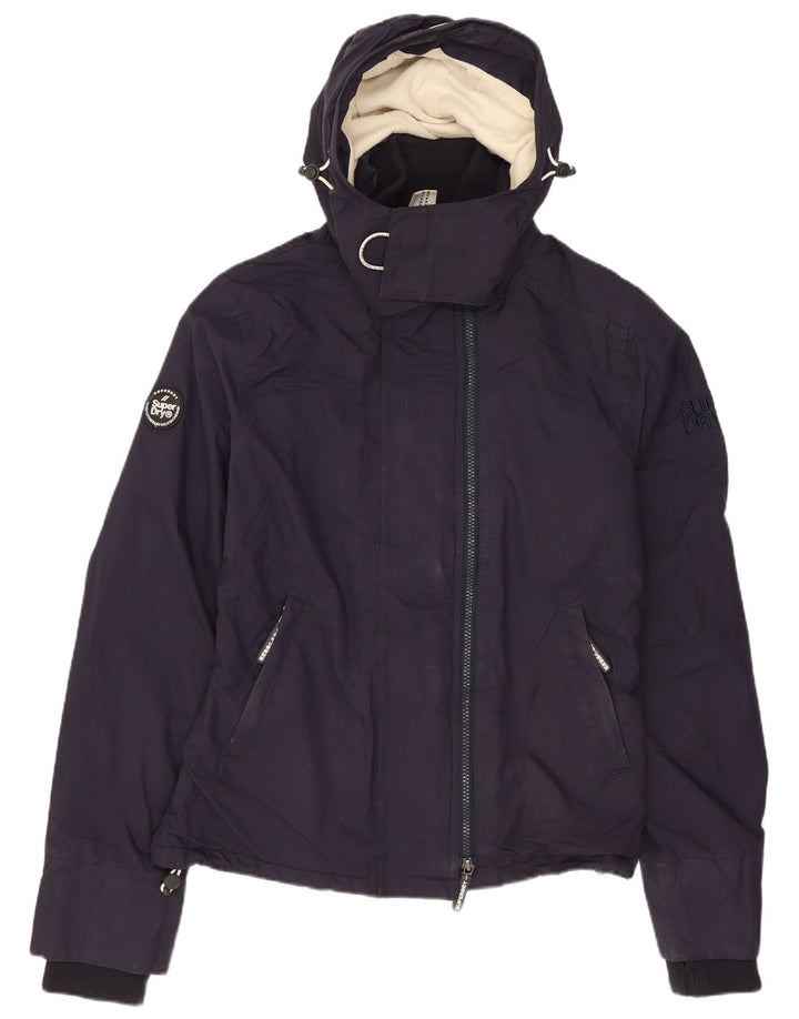 Jaqueta corta-vento feminina Superdry com capuz Reino Unido 14 médio azul marinho nylon