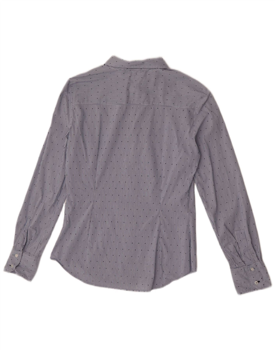 Camisa feminina Zara Reino Unido 12 risca de giz azul médio