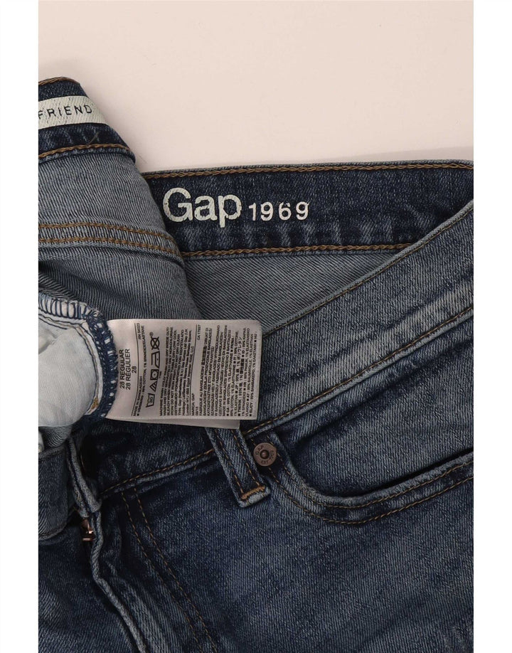 Jeans feminino Gap Girlfriend Distressed Slim W28 L26 Azul Algodão