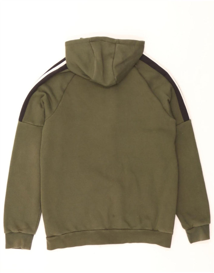 ADIDAS Boys Zip Hoodie Sweater 15-16 Years Green Colourblock Cotton Vintage Adidas and Second-Hand Adidas from Messina Hembry 