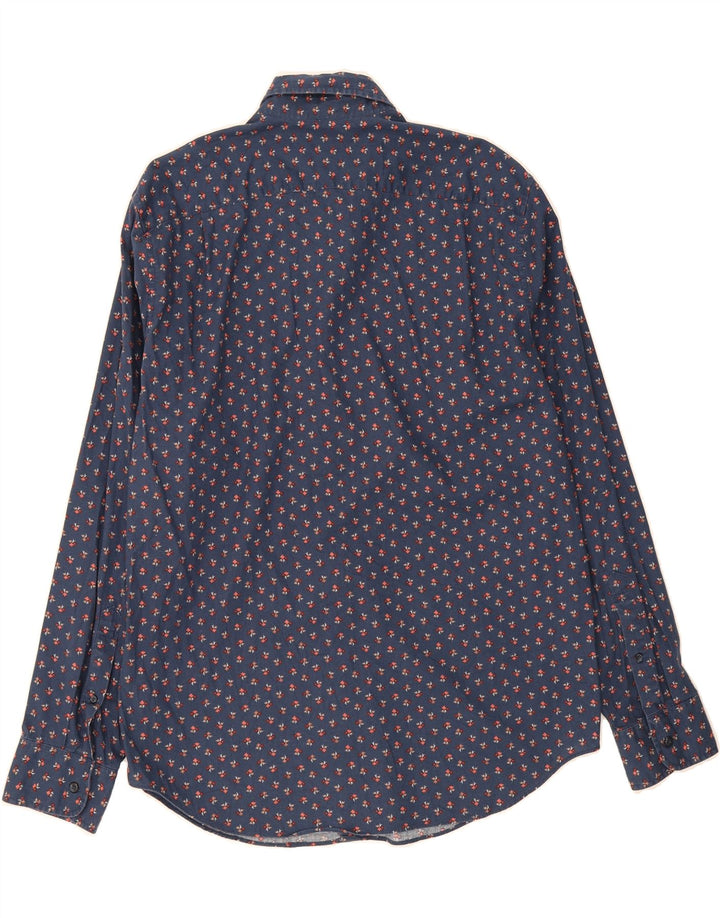 J. CREW Mens Shirt Large Navy Blue Floral Cotton Vintage J. Crew and Second-Hand J. Crew from Messina Hembry 