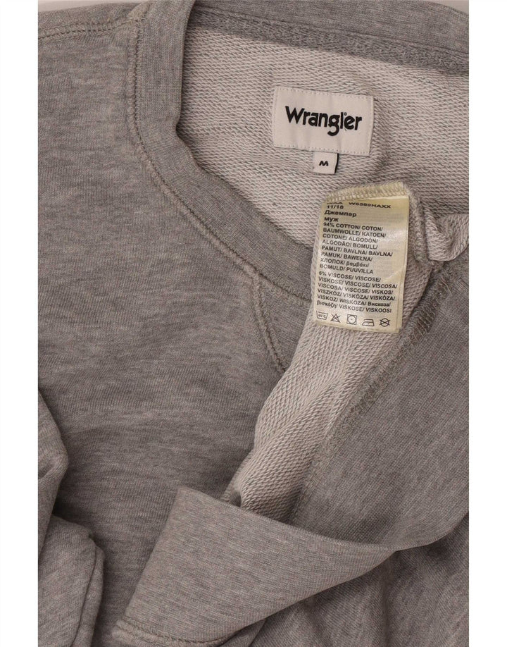 Wrangler moletom masculino jumper cinza médio algodão manchado