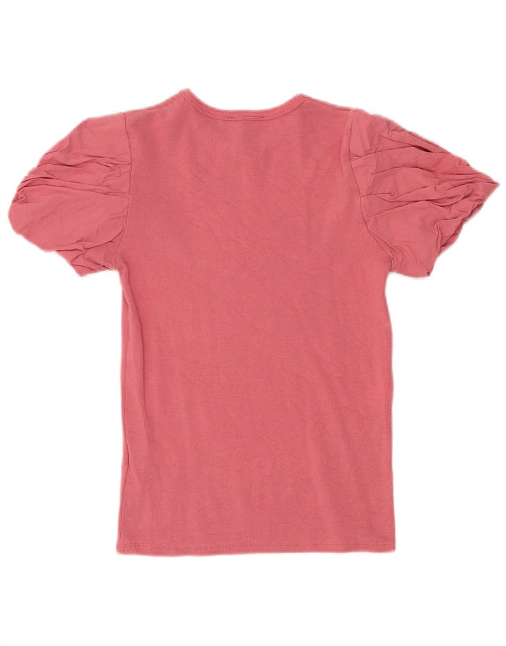 Blusa feminina Zara UK 12 algodão rosa médio