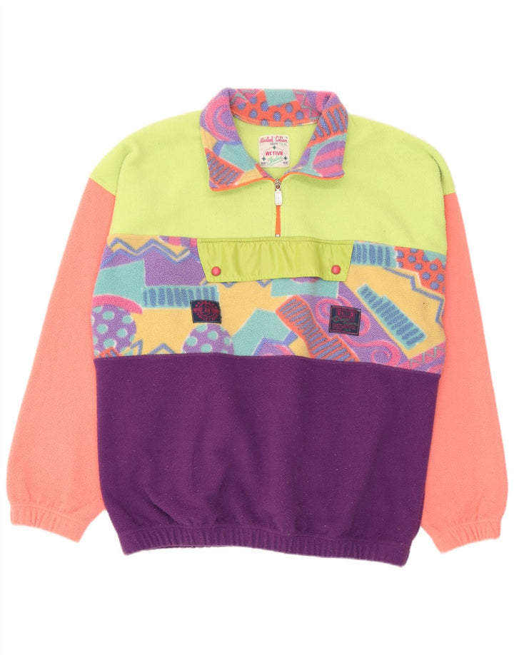 Benetton Masculino Zip Neck Fleece Jumper XL Poliéster Geométrico Multicolorido