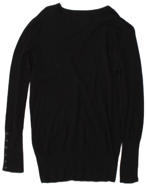 Suéter cardigã feminino Zara Reino Unido 14 médio preto rayon