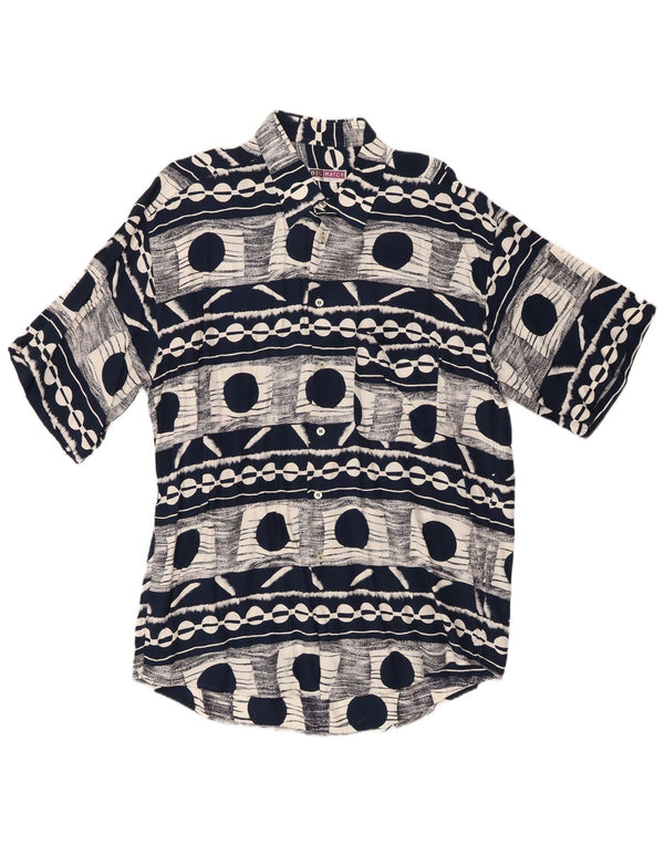 Camisa masculina de manga curta Big Match XL azul marinho geométrica