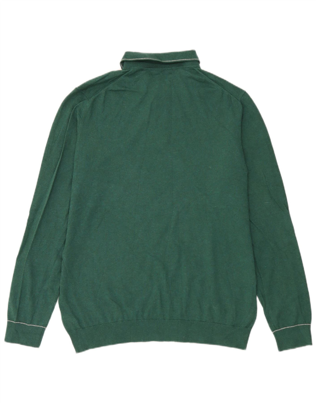Suéter masculino Marks & Spencer com gola polo e algodão verde grande