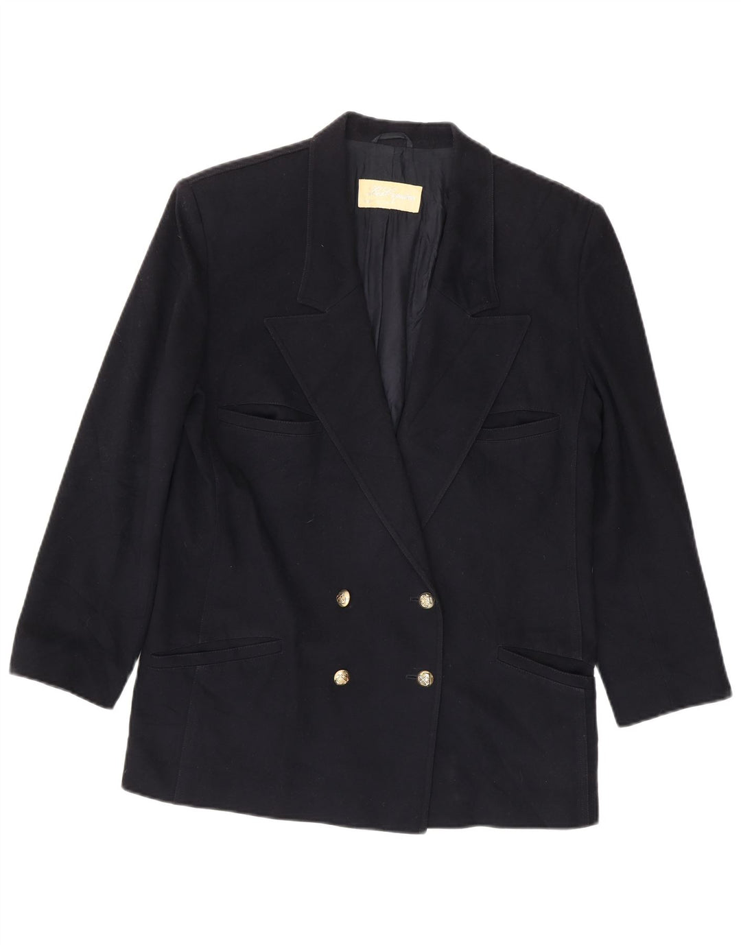Jaqueta blazer feminina Les Copains com peito duplo Reino Unido 14 médio azul marinho