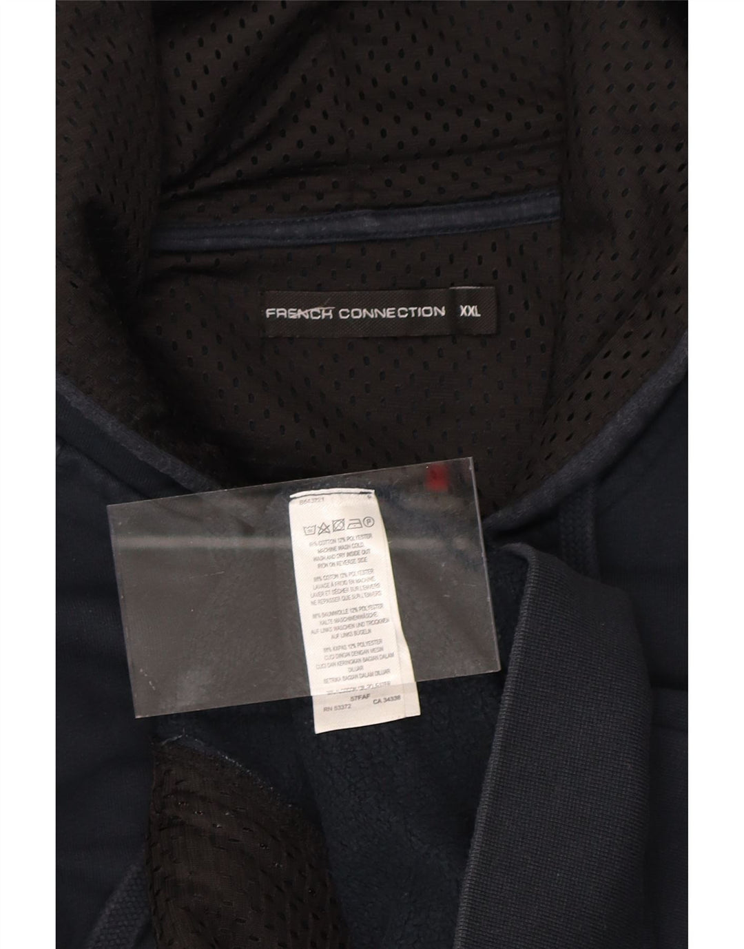 FRENCH CONNECTION Mens Zip Hoodie Sweater 2XL Navy Blue Cotton Vintage French Connection and Second-Hand French Connection from Messina Hembry 