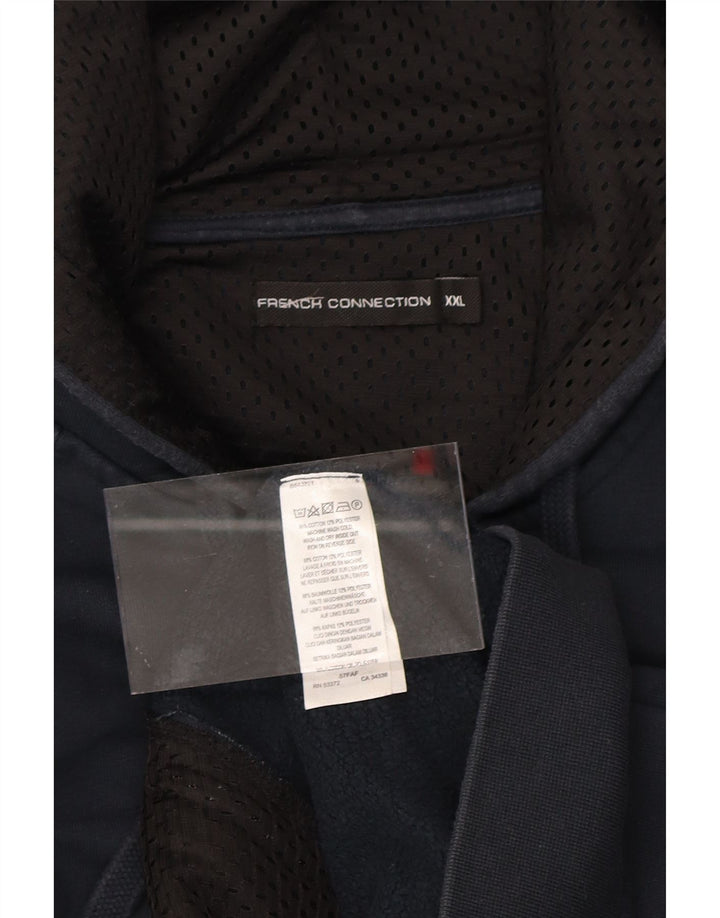 FRENCH CONNECTION Mens Zip Hoodie Sweater 2XL Navy Blue Cotton Vintage French Connection and Second-Hand French Connection from Messina Hembry 