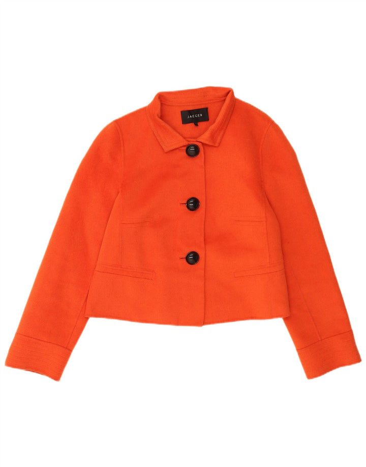 Jaqueta Bolero Feminina Jaeger com 3 Botões Reino Unido 12 Médio Laranja Angora