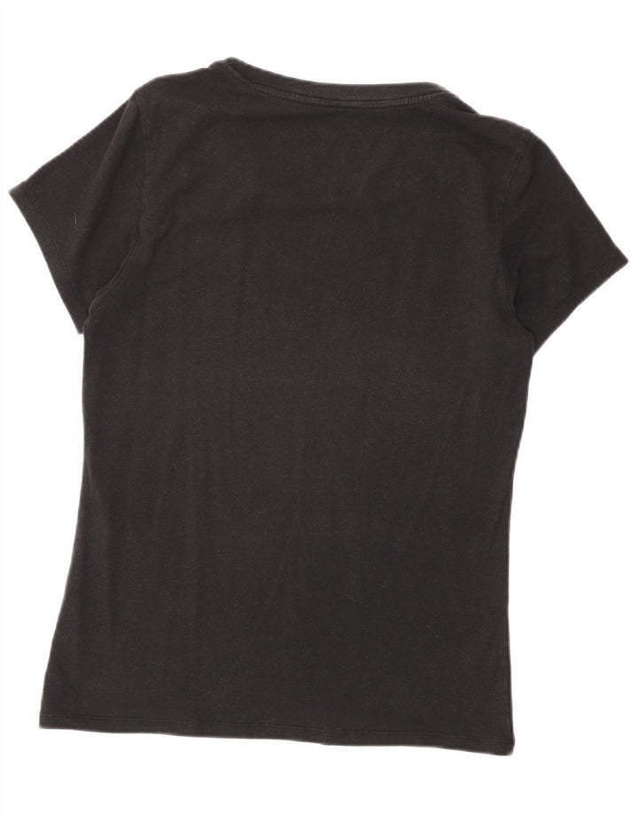 Calvin Klein Camiseta Feminina Top UK 12 Médio Algodão Preto