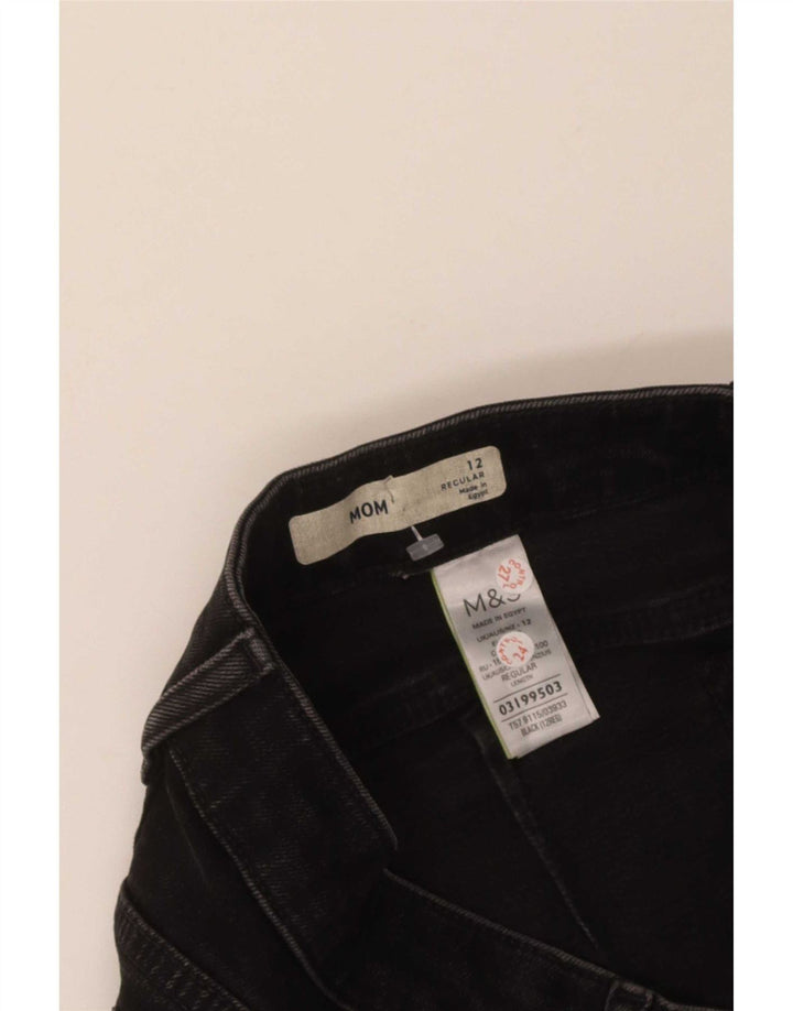 Jeans feminino Marks & Spencer Mom Tapered UK 12 médio W30 L27 preto