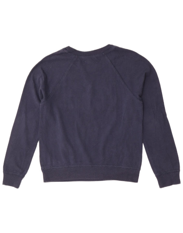 Hollister moletom feminino gráfico jumper UK 10 pequeno algodão azul marinho