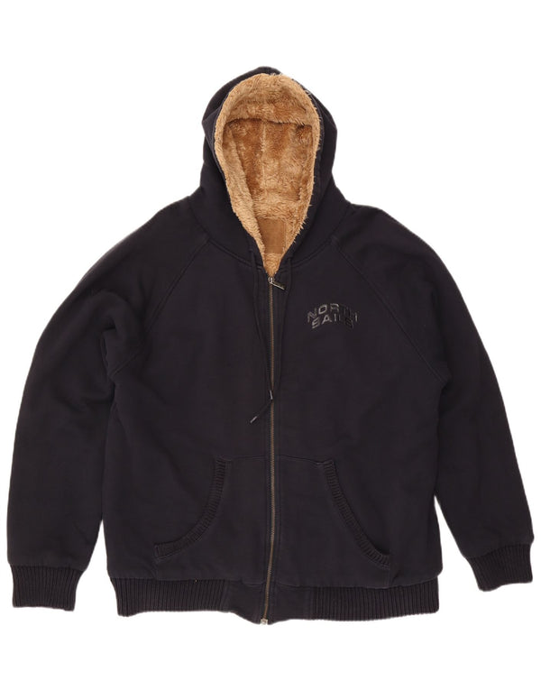 Suéter masculino com capuz e zíper North Sails gráfico Sherpa 2XL algodão azul marinho