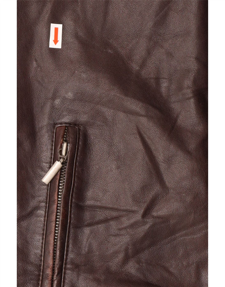 Jaqueta de couro militar masculina Conbipel IT 54 XL pele de cordeiro marrom