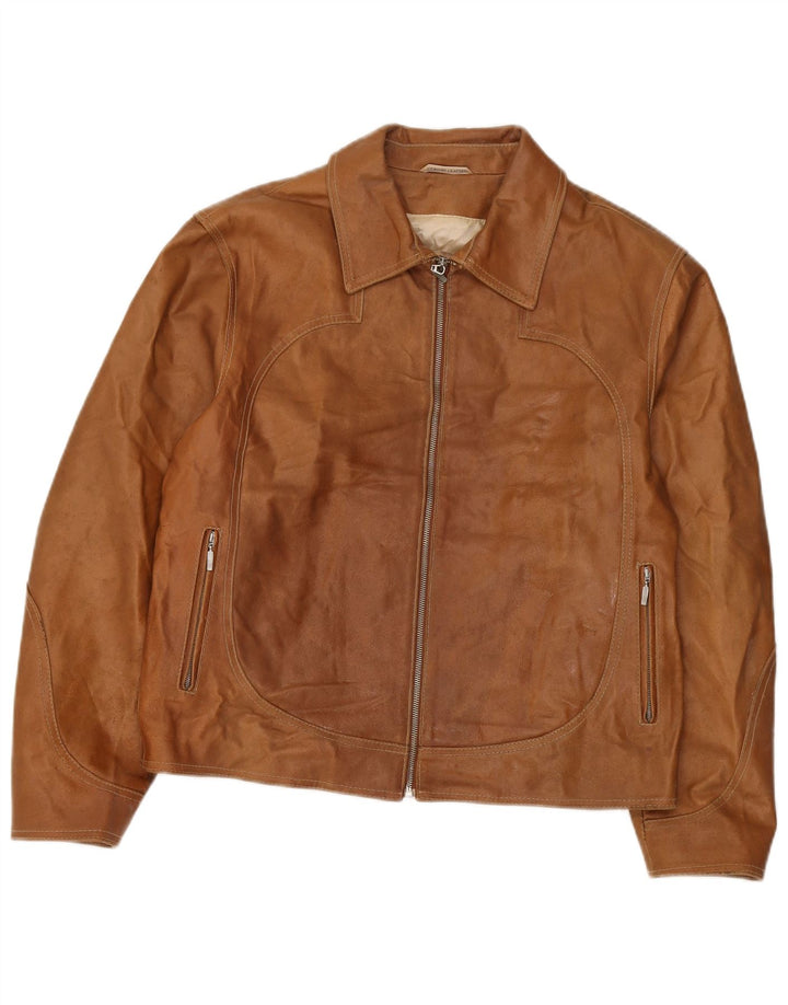 J.J.Scott Jaqueta de couro masculina IT 50 grande marrom