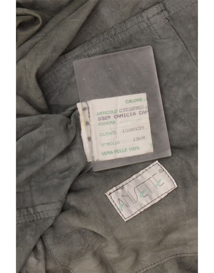 Jaqueta de camurça feminina vintage UK 20 2XL couro cinza