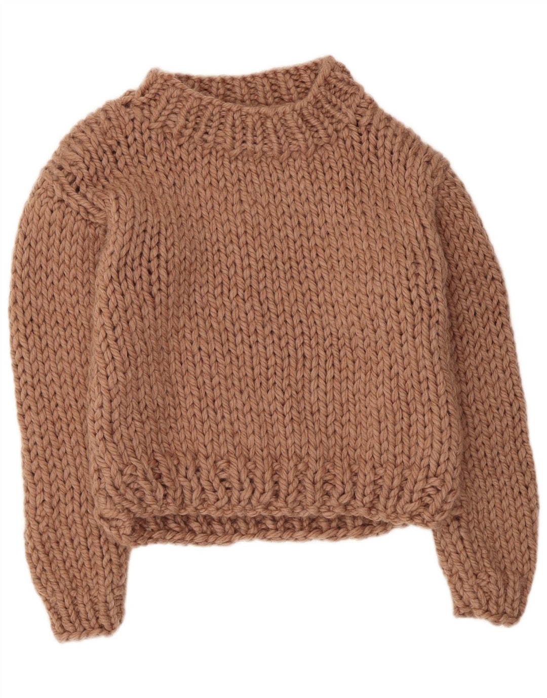 Suéter feminino vintage com gola tartaruga e gola alta Reino Unido 14 bege médio