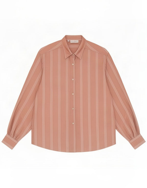 Blusa camisa feminina vintage IT 48 XL acetato listrado rosa