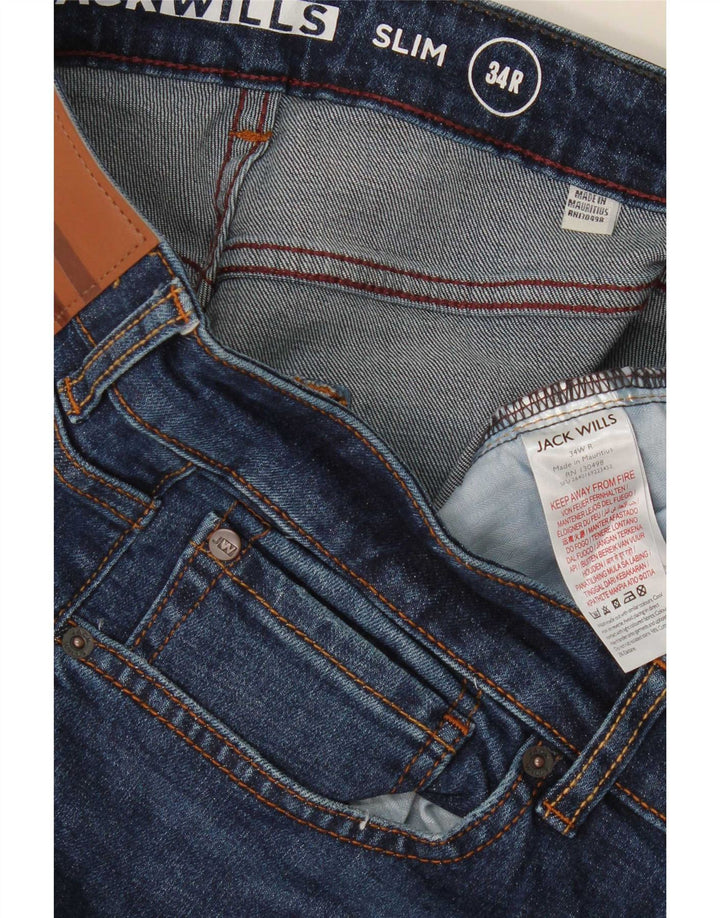 Jack Wills Mens Slim Jeans W34 L31 Azul Marinho Algodão