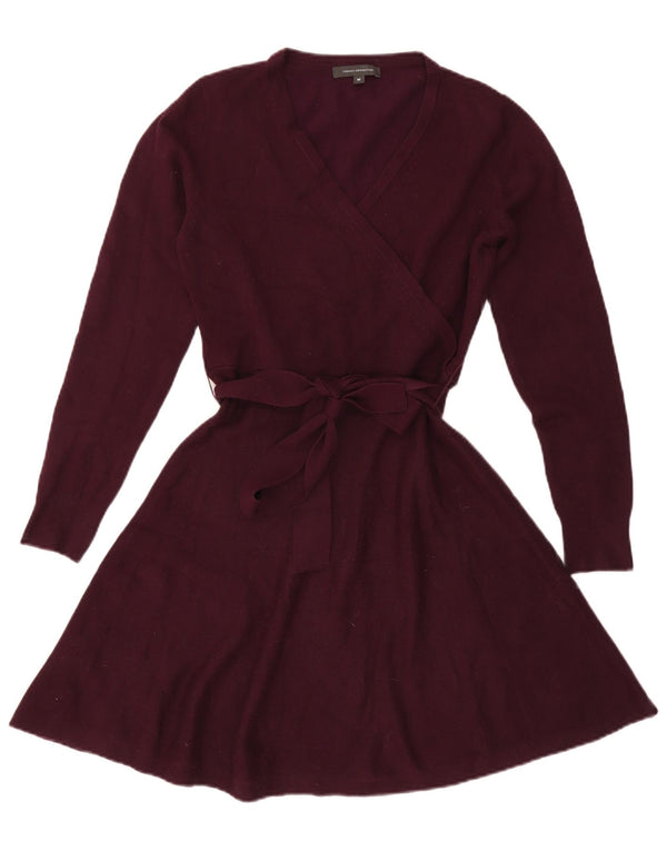 Vestido feminino French Connection manga comprida linha A UK 12 médio roxo