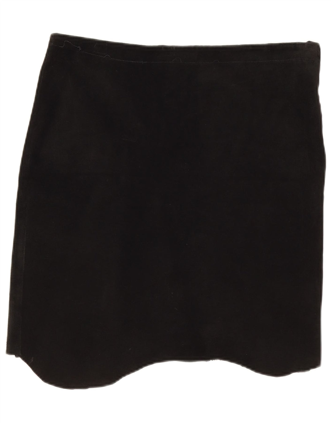 Saia assimétrica de camurça feminina vintage W32 grande preta