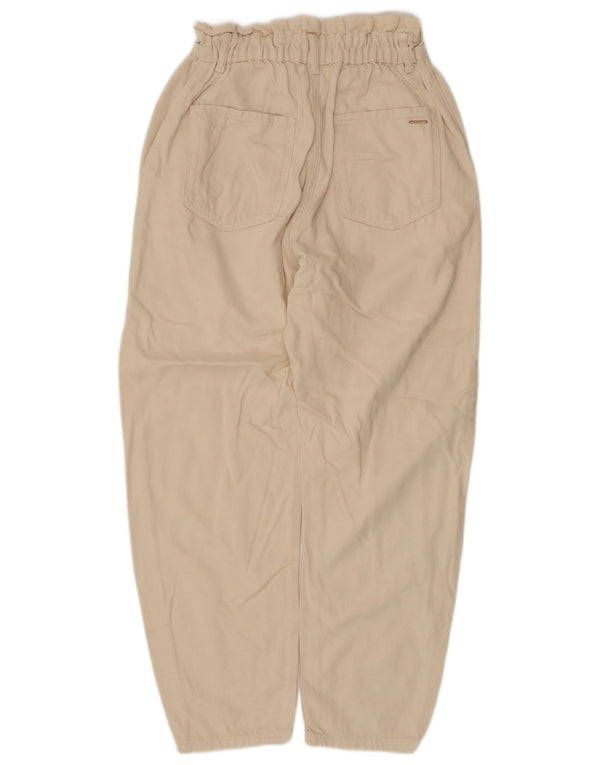 Zara Calça jeans feminina cintura alta solta EU 36 XS W26 L25 algodão bege