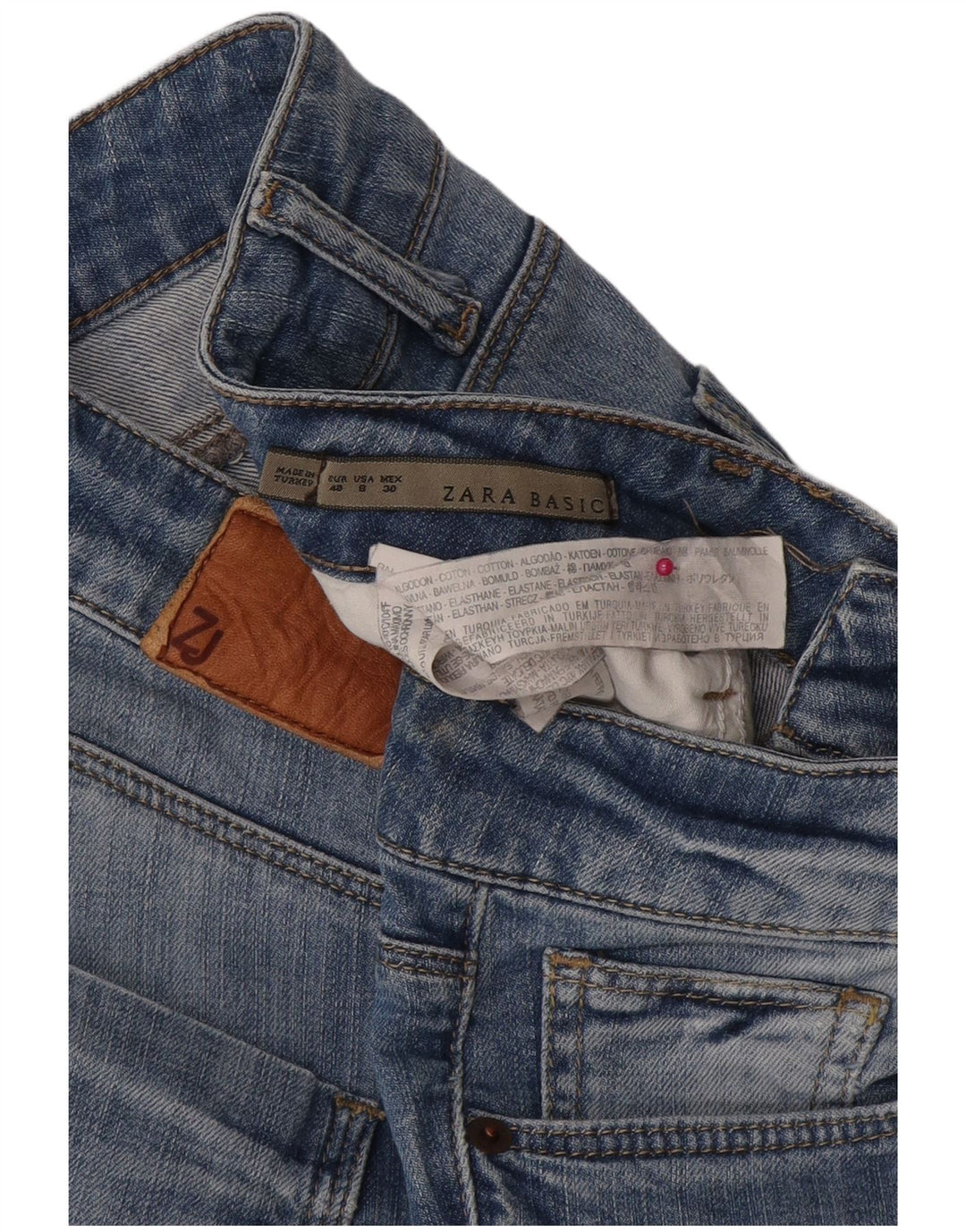 Zara Jeans Slim Feminino EU 40 Médio W30 L29 Azul Algodão