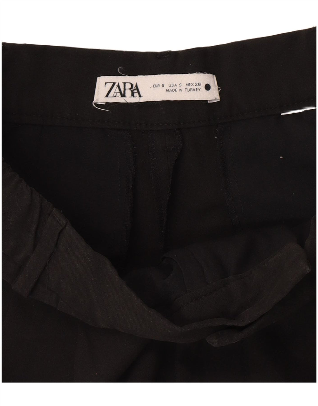 ZARA Calça feminina cortada com pegged pequena W26 L25 preta