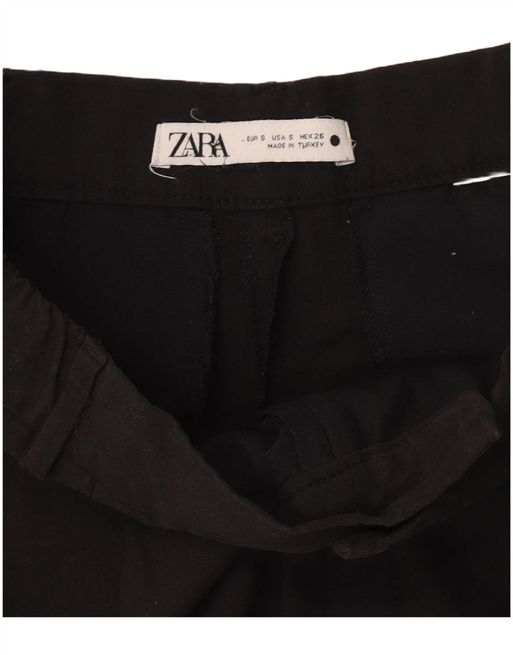 ZARA Calça feminina cortada com pegged pequena W26 L25 preta