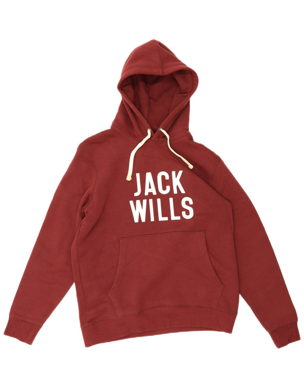 Jack Wills moletom com capuz masculino gráfico médio algodão Borgonha