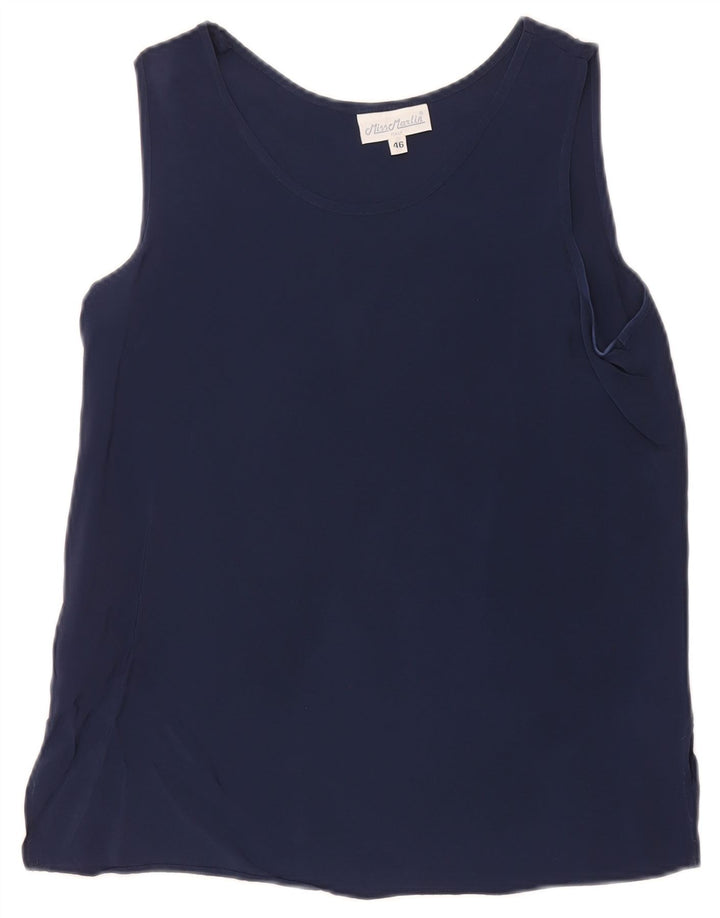Colete feminino vintage Top IT 46 grande azul marinho