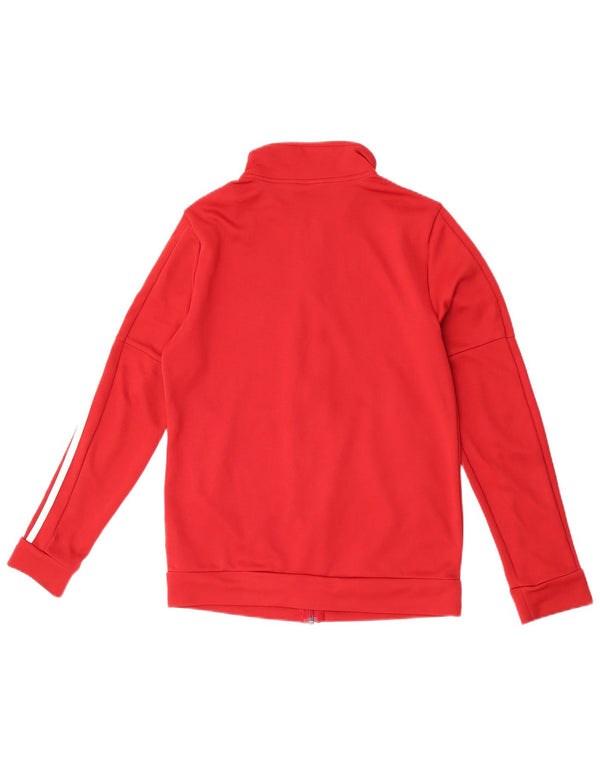 Adidas Womens Tracksuit Top Jacket UK 12/14 Médio Vermelho Poliéster