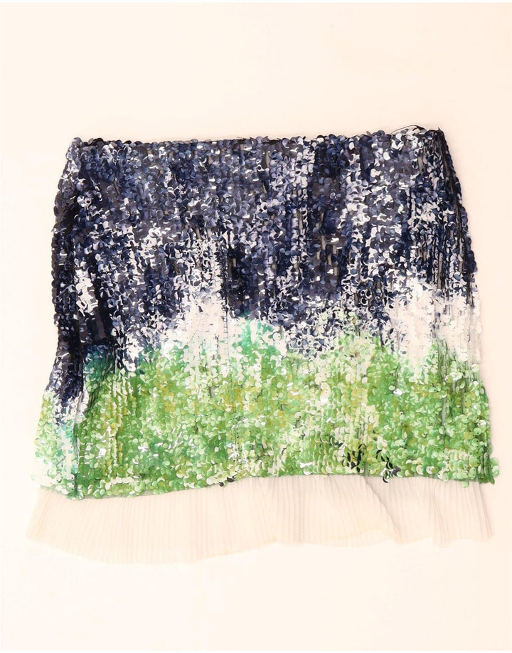 ZARA Saia reta feminina média W28 poliéster colorblock multicolorido