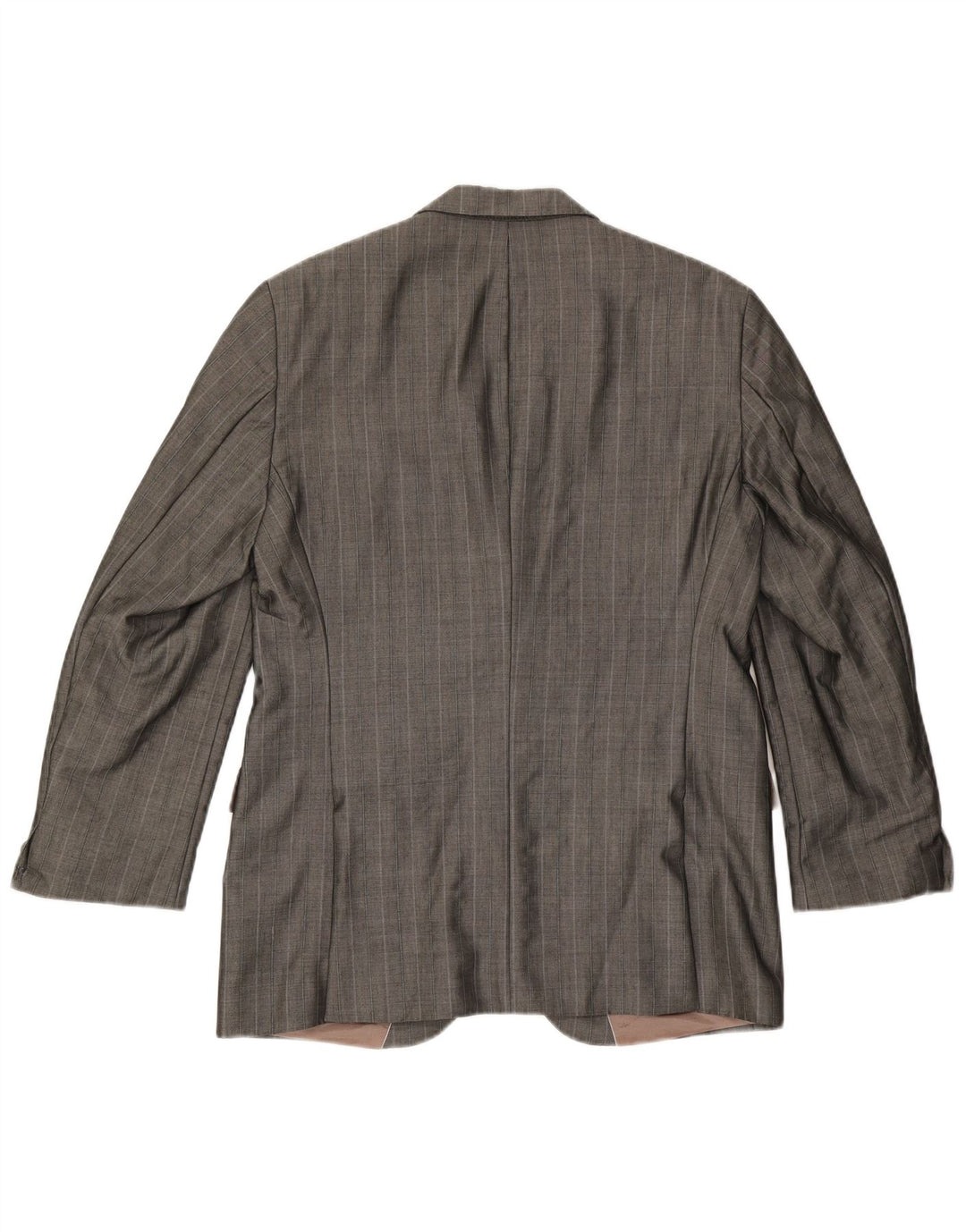 Jaqueta Blazer Masculina Hugo Boss com 2 Botões EU 48 Viscose Risca de Giz Cinza Médio