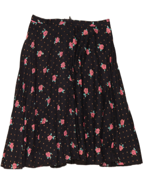Saia vintage feminina linha A W34 grande azul marinho floral