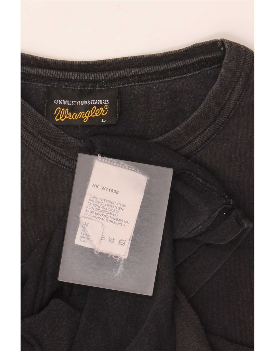 Camiseta Wrangler masculina gráfica grande algodão preto