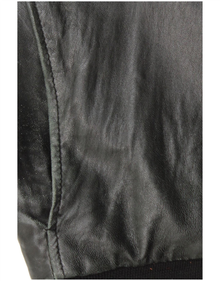 Jaqueta de couro masculina vintage UK 44 2XL couro preto