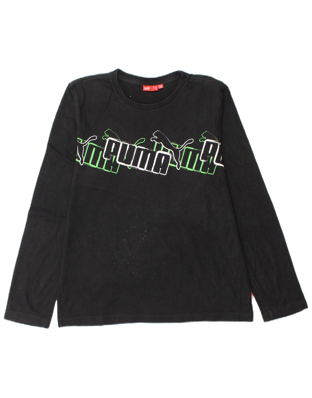 Puma Mens Graphic Top Manga Longa Médio Preto