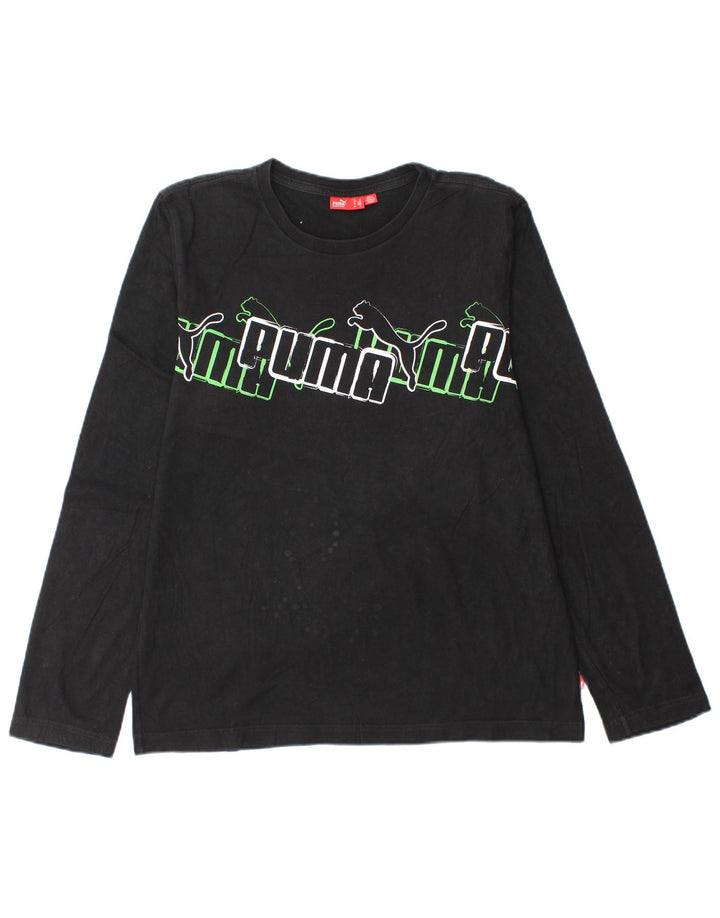 Puma Mens Graphic Top Manga Longa Médio Preto