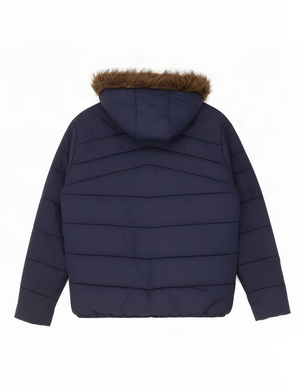 Jaqueta masculina acolchoada com capuz Jack & Jones Reino Unido 40 grande poliéster azul marinho