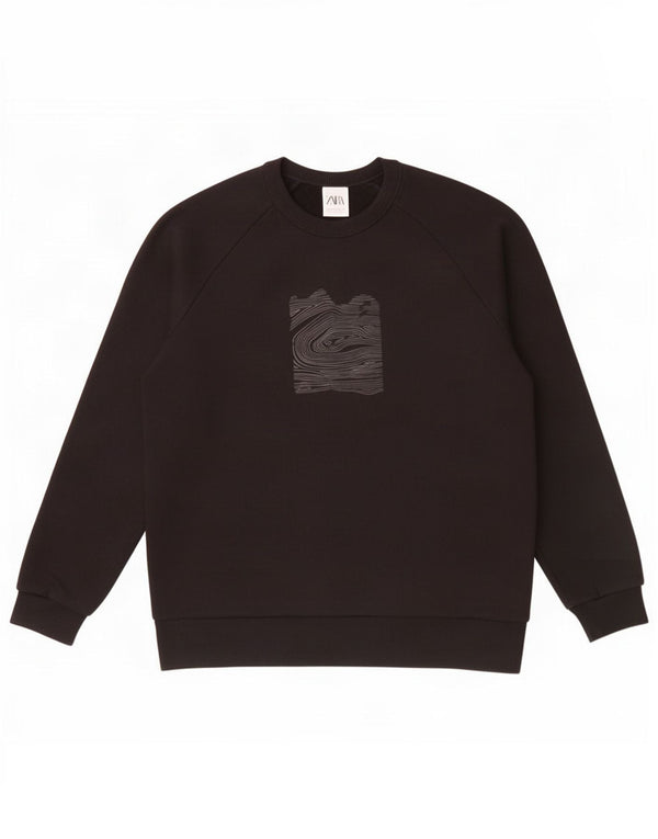 Zara moletom gráfico masculino jumper médio preto algodão