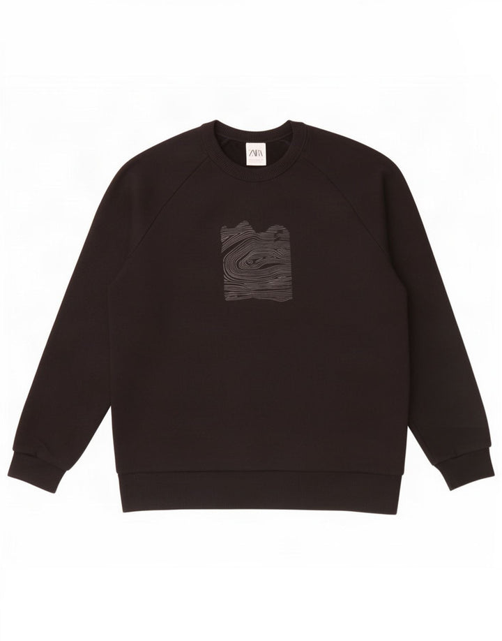 Zara moletom gráfico masculino jumper médio preto algodão